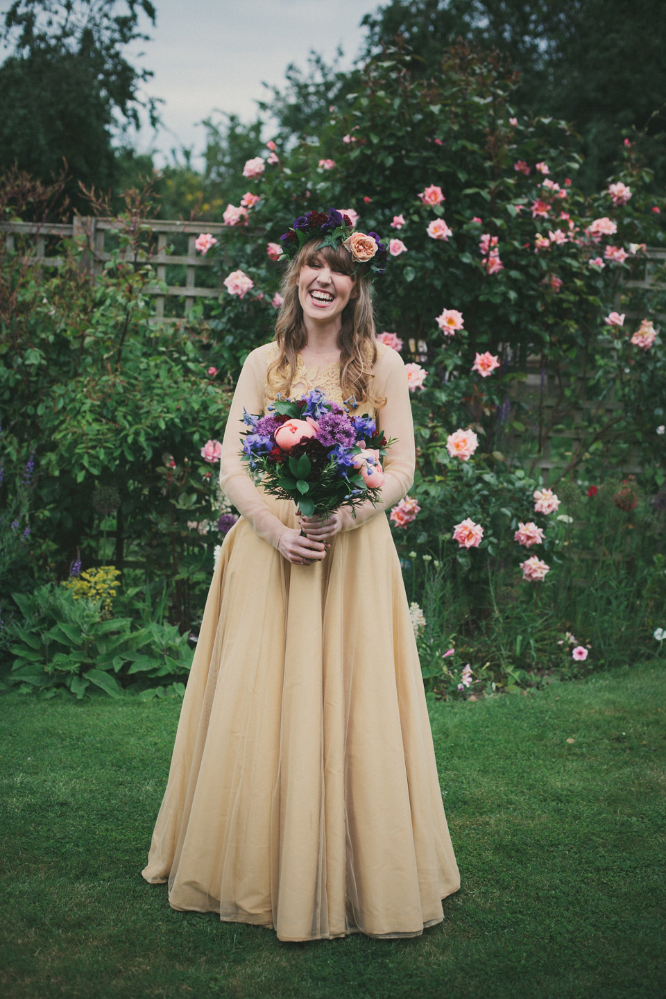 white and gold medieval wedding dress